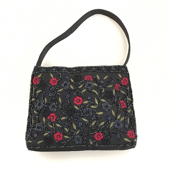 HILLARD & HANSON Black Beaded Mini Bag Floral - Picture 14 of 14